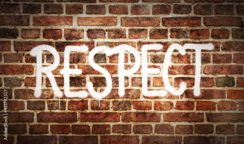 Respect spray painted inscription on the brick wall © PerlaStudio