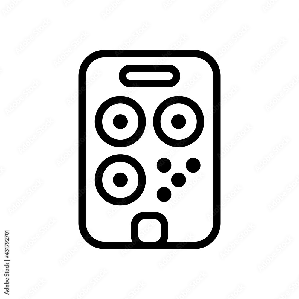 QR code, simple icon of mobile scanner. Black linear icon with editable stroke on white background QR code, simple icon of mobile scanner. Black linear icon with editable stroke on white background