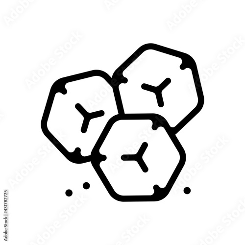 A few cubes of sugar or ice, simple icon. Black linear icon with editable stroke on white background