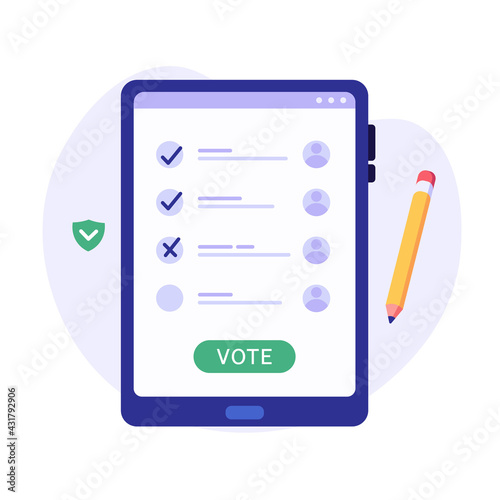 Online Voting and Election Campaign. Voting with Vote Box and Calling for Vote. Concept of Election Day, Making Choice, Balloting Paper, Democracy. Vector illustration for UI, mobile app