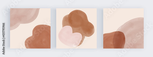 Brown and nude watercolor shapes design for social media posts
