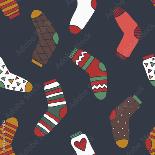 new year ugly socks seamless pattern on blue background