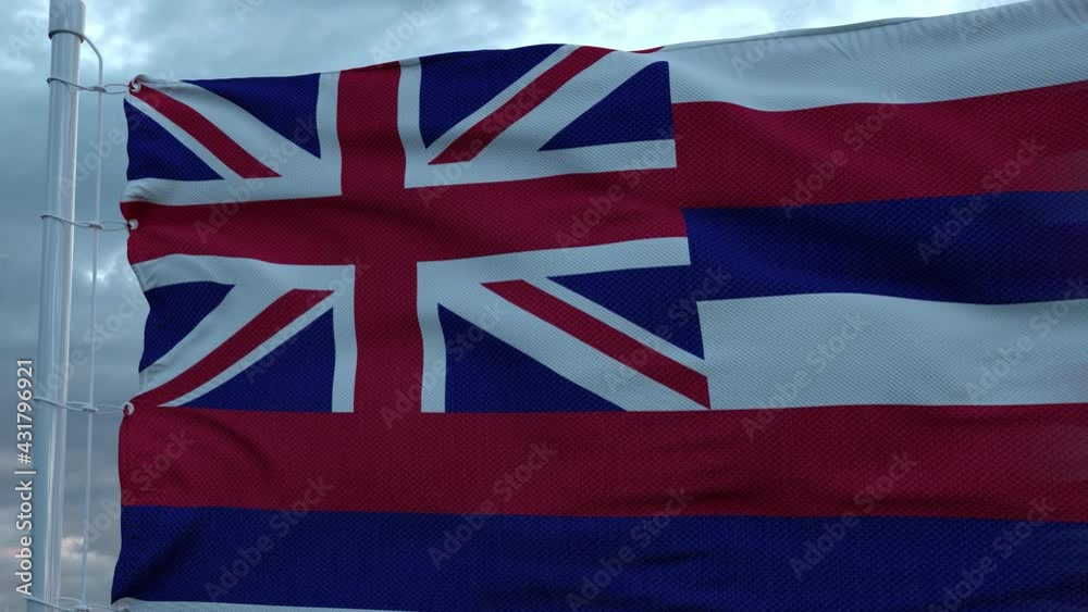 USA and Hawaii Mixed Flag waving in wind. Hawaii and USA flag on flagpole USA and Hawaii Mixed Flag waving in wind. Hawaii and USA flag on flagpole