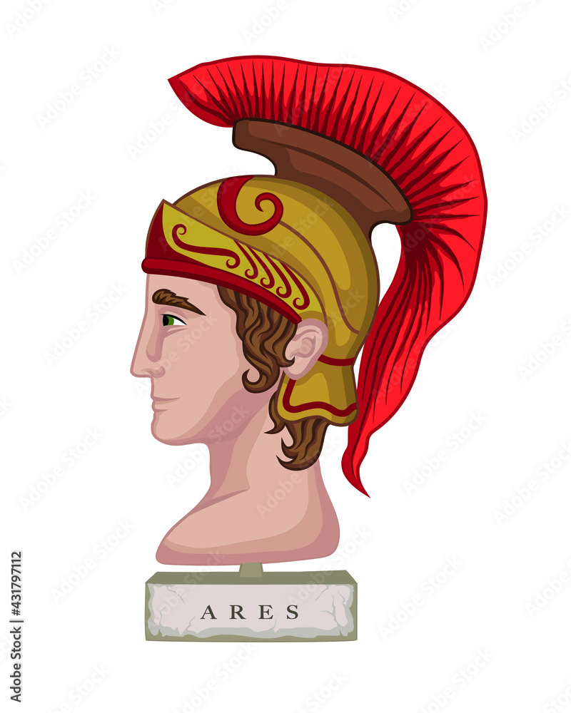 Vector illustration of a bust of Greek God Ares Stock Vector | Adobe Stock