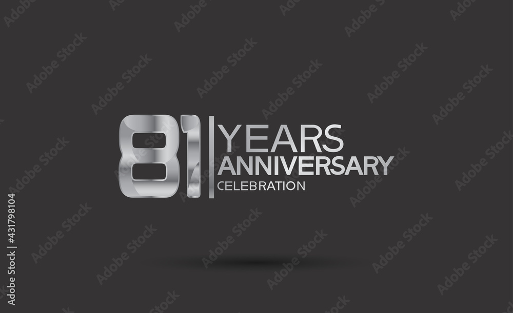 81 years anniversary logotype with silver color isolated on black background. vector can be use for company celebration purpose