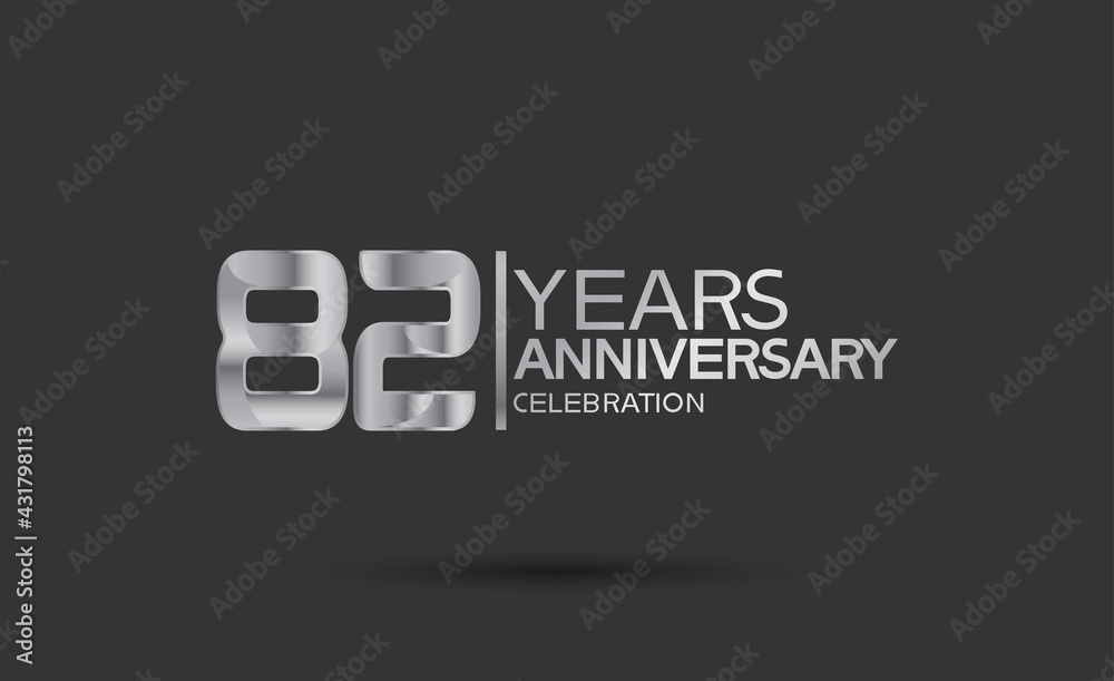 82 years anniversary logotype with silver color isolated on black background. vector can be use for company celebration purpose
