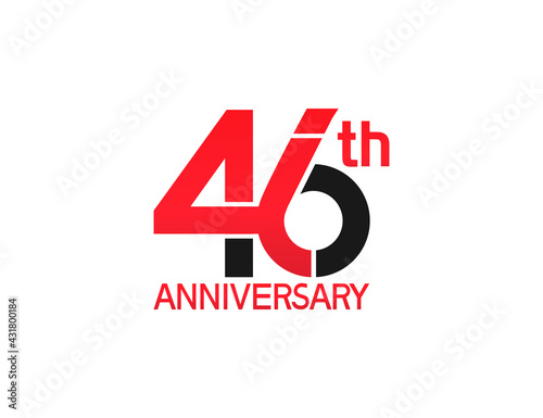 46 years anniversary logotype with black and red combination color isolated on white background. vector for template party and company celebration