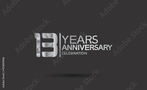 13 years anniversary logotype with silver color isolated on black background. vector for template party and company celebration