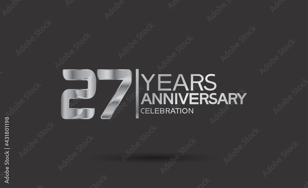 27 years anniversary logotype with silver color isolated on black background. vector for template party and company celebration
