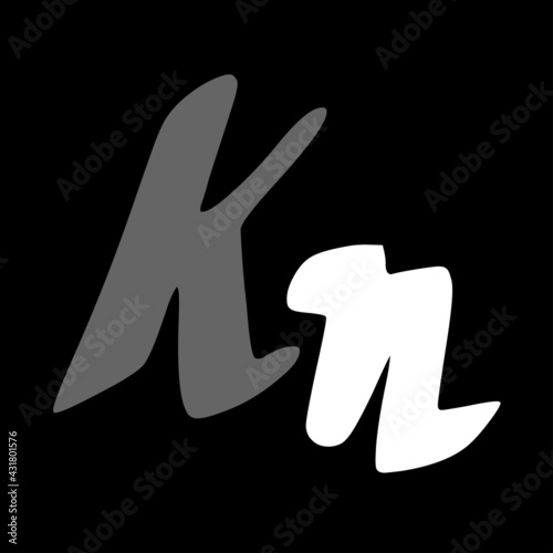 Kn initial handwritten logo for identity
