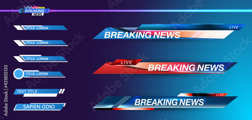 Lower Third TV News Bars Set Vector. Tv news bar. Television broadcast media title banner
