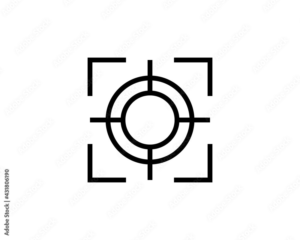 Aim icon flat. Illustration isolated on white background. Vector black sign symbol Aim icon flat. Illustration isolated on white background. Vector black sign symbol