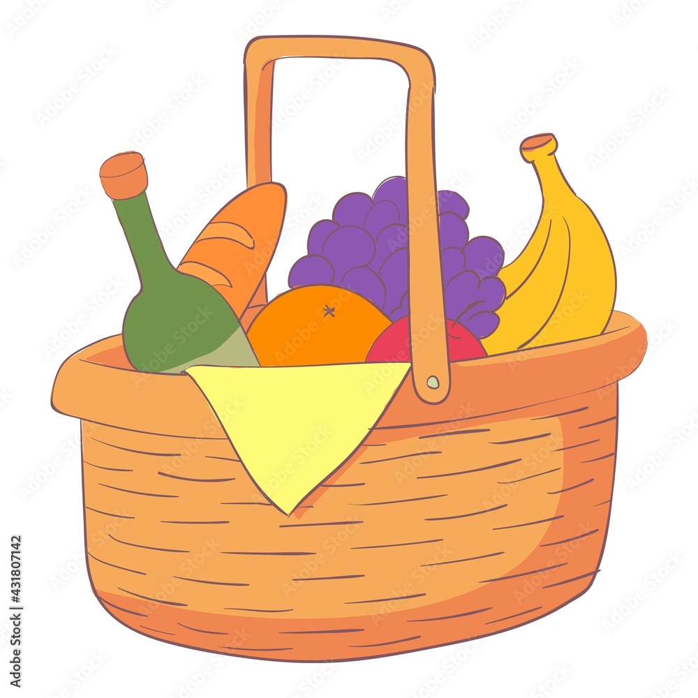 Lunch hamper icon. Cartoon and flat of Lunch hamper vector icon for web design isolated on white background Lunch hamper icon. Cartoon and flat of Lunch hamper vector icon for web design isolated on white background