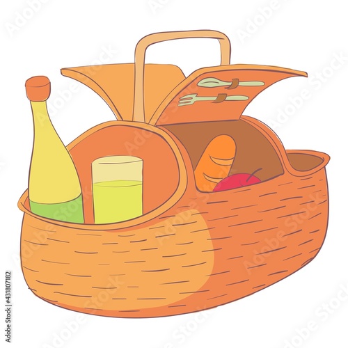 Picnic hamper icon. Cartoon and flat of Picnic hamper vector icon for web design isolated on white background