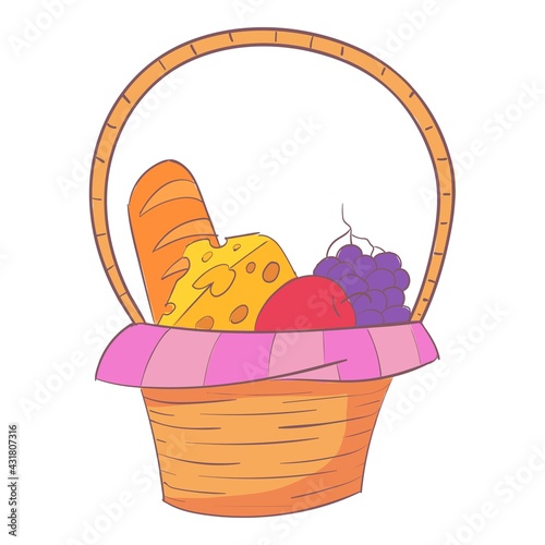 Handle picnic hamper icon. Cartoon and flat of Handle picnic hamper vector icon for web design isolated on white background