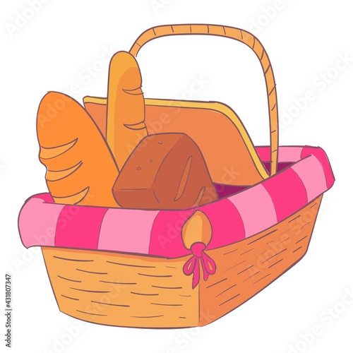 Willow picnic basket icon. Cartoon and flat of Willow picnic basket vector icon for web design isolated on white background