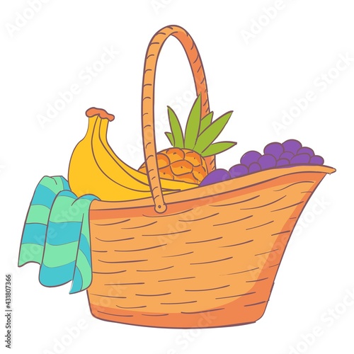 Willow picnic hamper icon. Cartoon and flat of Willow picnic hamper vector icon for web design isolated on white background