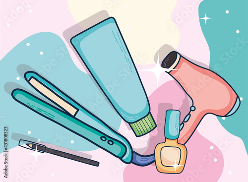 dryer straightener and symbol set