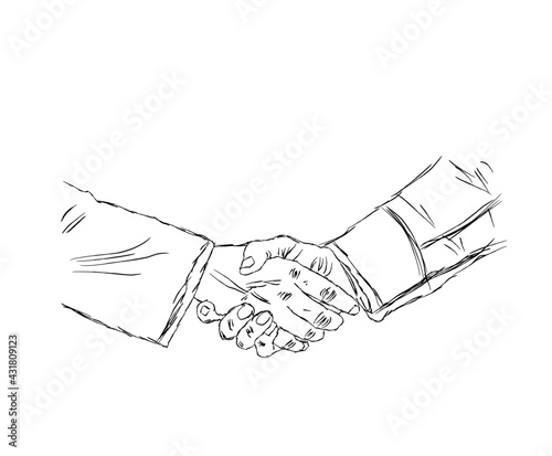 Hand drawn sketch illustration of a handshake vector design