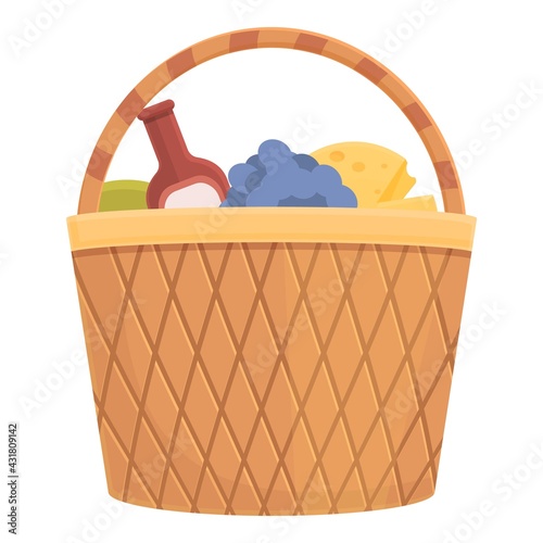 Summer picnic basket icon. Cartoon and flat of Summer picnic basket vector icon for web design isolated on white background