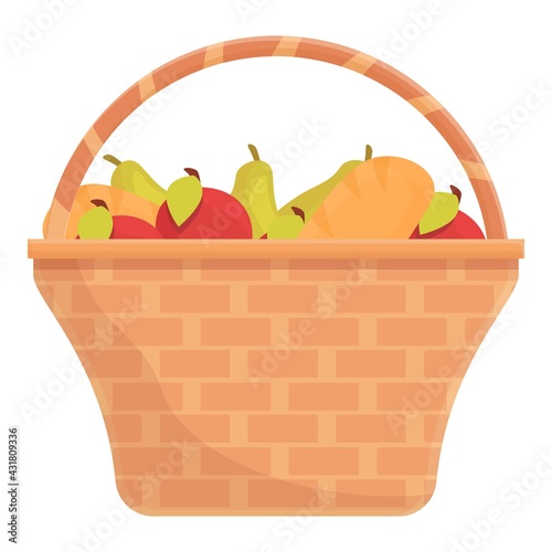 Fruits basket icon. Cartoon and flat of Fruits basket vector icon for web design isolated on white background
