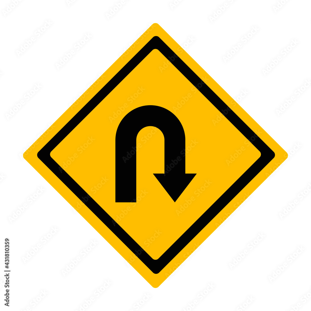 Traffic symbol indicating a right U-turn. Vector design. Traffic symbol indicating a right U-turn. Vector design.
