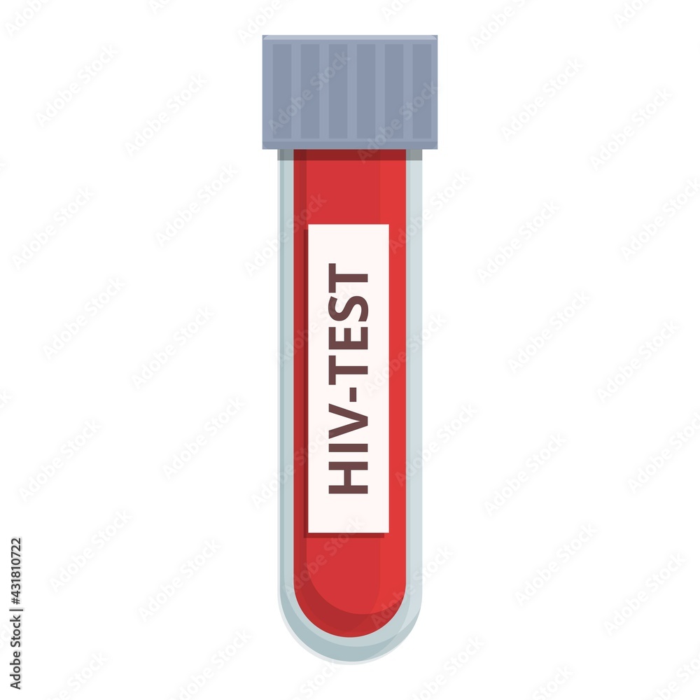 Hiv test tube icon. Cartoon and flat of Hiv test tube vector icon for web design isolated on white background Hiv test tube icon. Cartoon and flat of Hiv test tube vector icon for web design isolated on white background