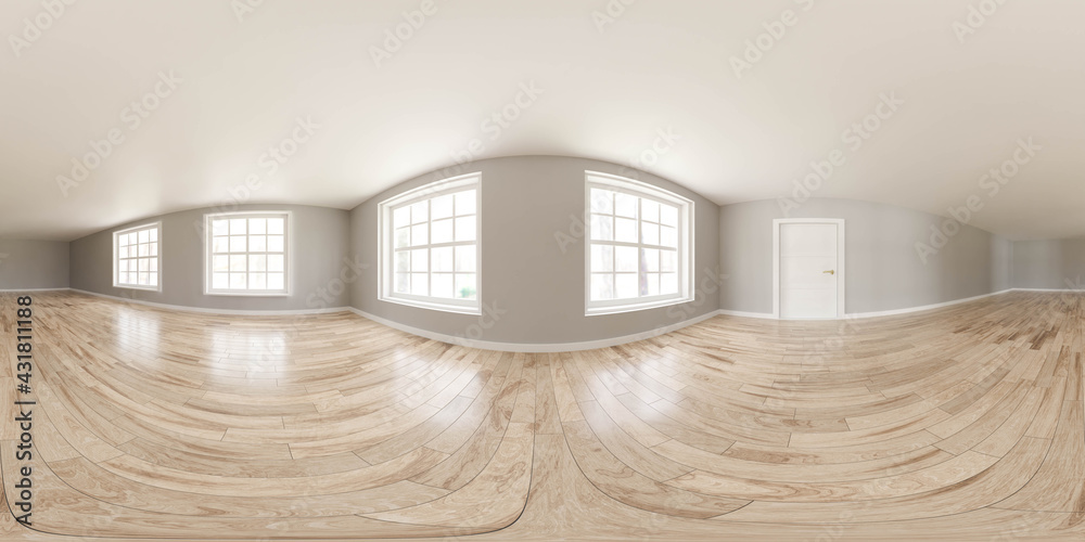 full 360 panorama view of empty vintage classic retro living room interior  3d render illustration hdri hdr vr style Stock Illustration | Adobe Stock