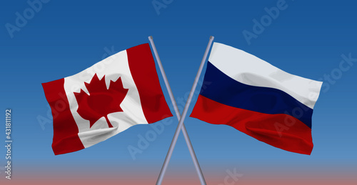 カナダとロシアの国旗