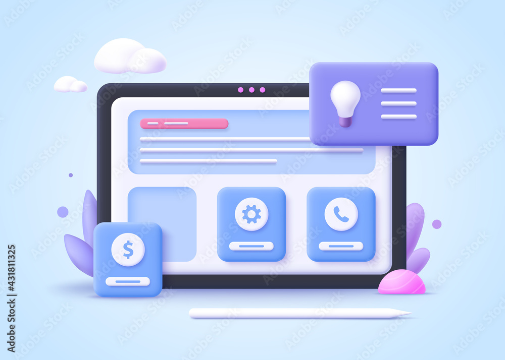 Concept of start up business project. 3d vector illustration. Concept of start up business project. 3d vector illustration.