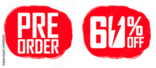 Pre-Order Sale banners design template, 60% off, discount tags, vector illustration