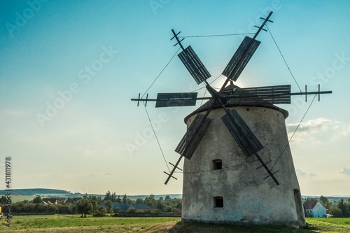 Hungarian windmill, autumn landscape with windmill
