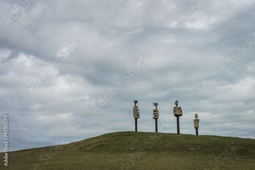 Human comedy sculpture conception on a park near  Kővágóörs photo