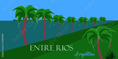 Landscape illustration of the Province of Entre Rios, Argentina with its name in Spanish.