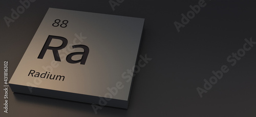 Foto radium-elements on periodic table 3d illustration.