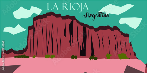 Landscape of the Province of La Rioja, Argentina, with its name in Spanish.