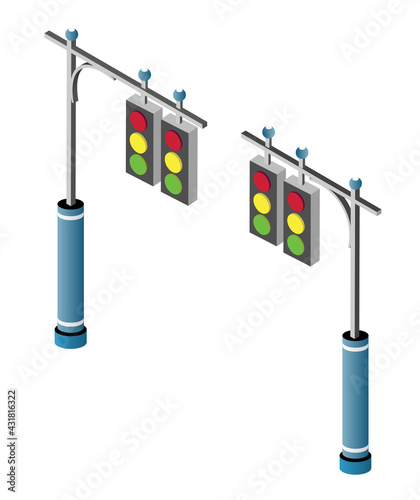 Isometric lamp lights for city traffic jams