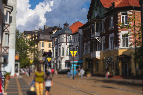 Fototapeta Naklejka Na Ścianę i Meble -  Street view of a Zelenogradsk, former Cranz, coastal resort, Zelenogradsky District, Kaliningrad Oblast, Russia, Sambian coastline, near Curonian Spit on the Baltic Sea