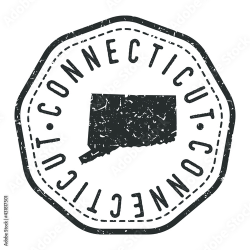 Connecticut, USA Map Stamp Retro Postmark. Silhouette Postal Passport. Seal Round Vector Icon. Badge Vintage Postage Design.
