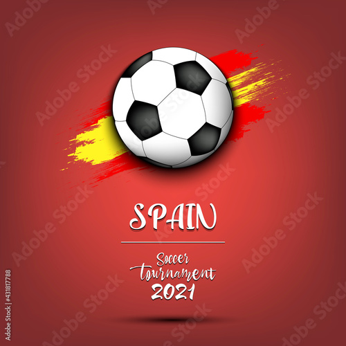 Soccer ball on the flag of Spain