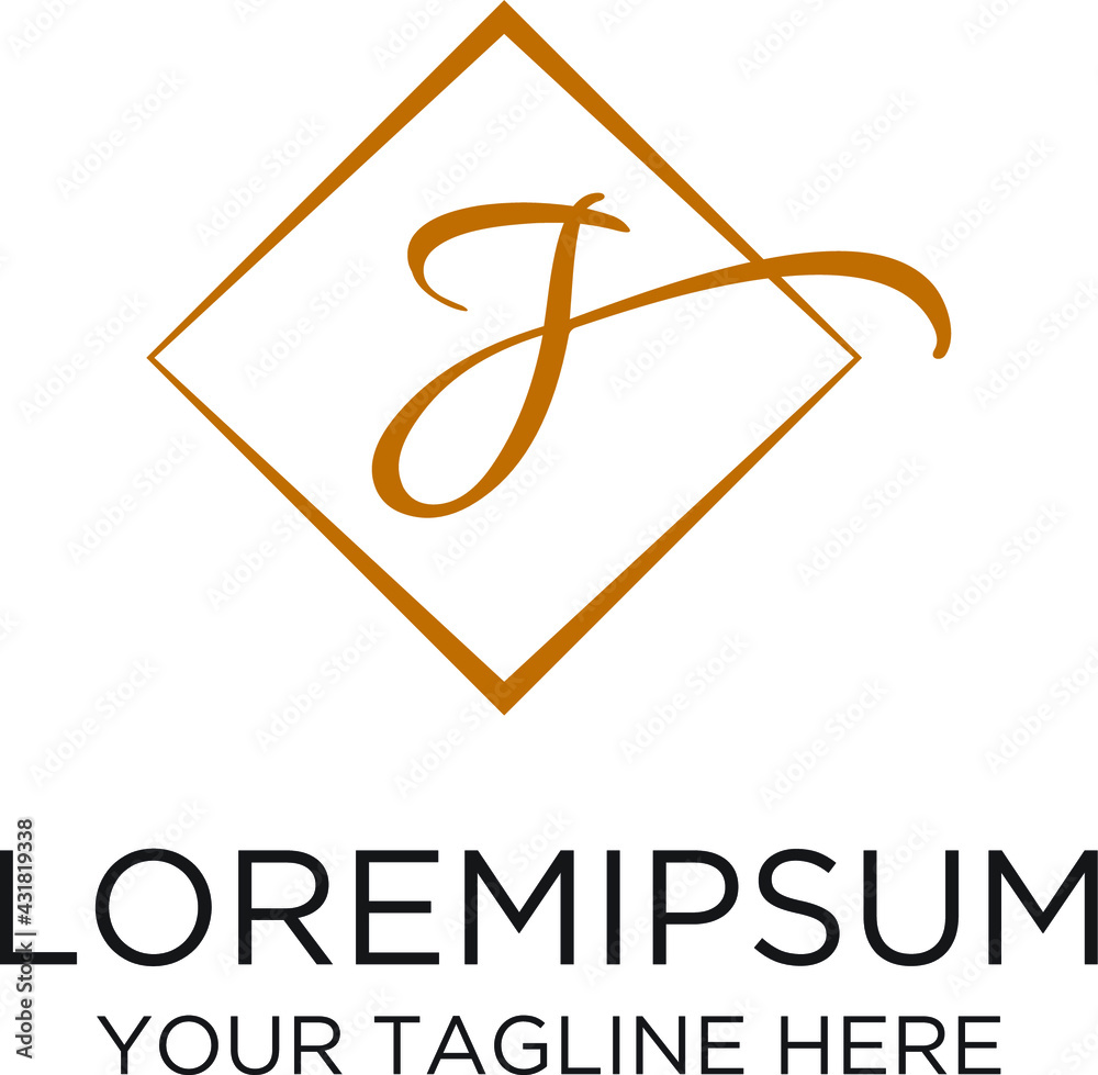 Initial J Letter Rhomb Handwriting Logo Initial J Letter Rhomb Handwriting Logo