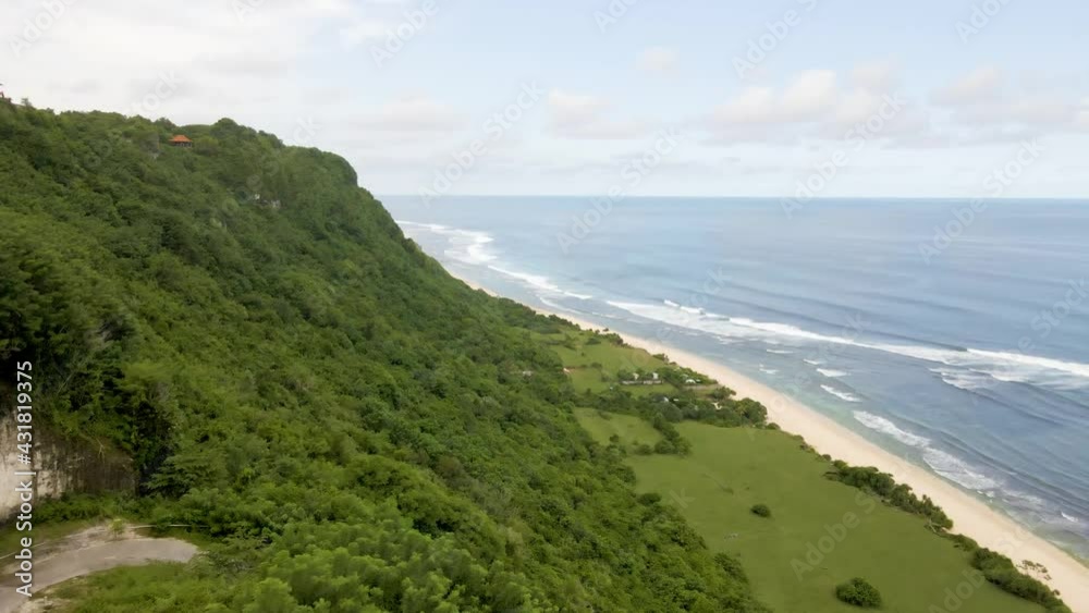 Aerial Drone 4K Slingshot Down a Dangeroud Road of Paradise Beach Surrounded By Lush Green Jungle and Cliffs Aerial Drone 4K Slingshot Down a Dangeroud Road of Paradise Beach Surrounded By Lush Green Jungle and Cliffs
