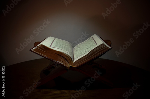 Holy Quran on stand at the night