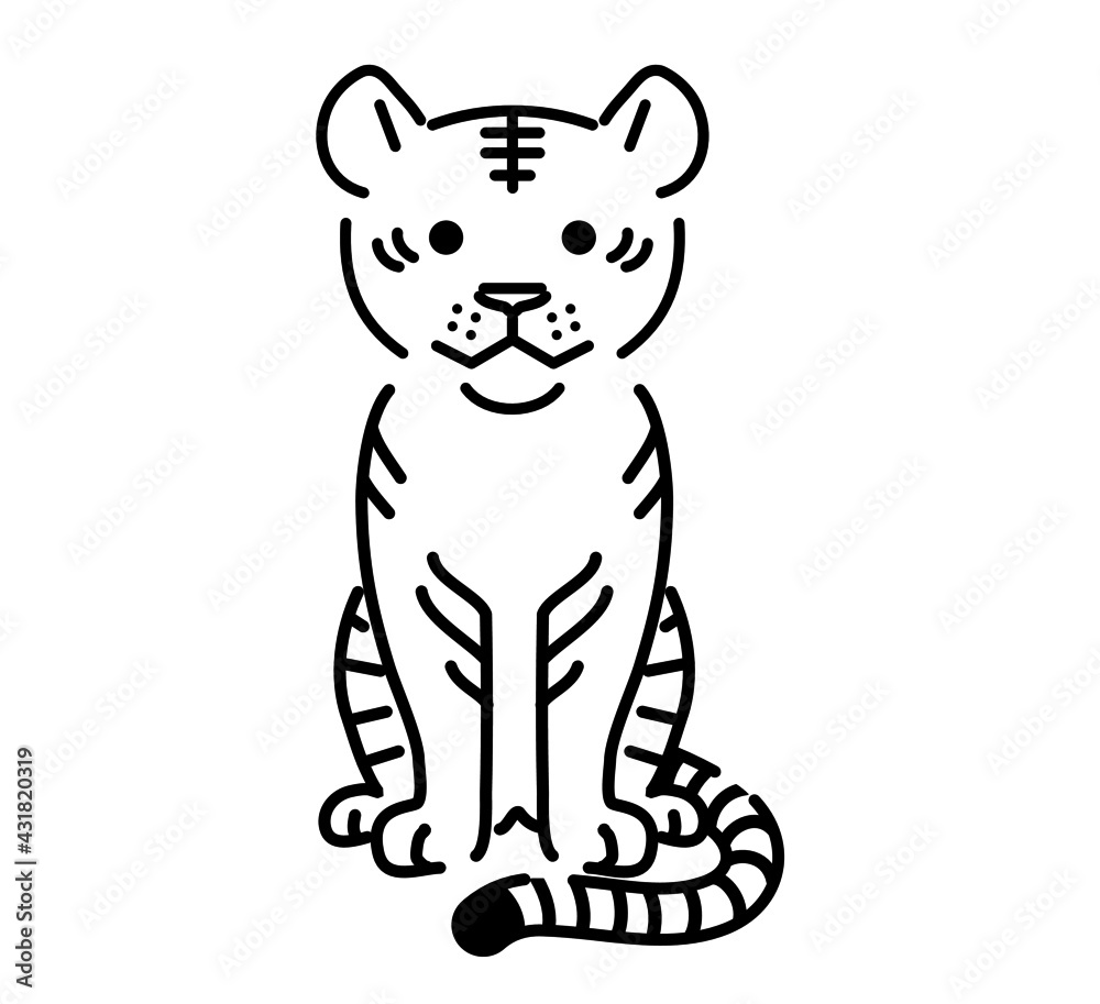 座るトラのイラスト 正面 座るトラのイラスト 正面