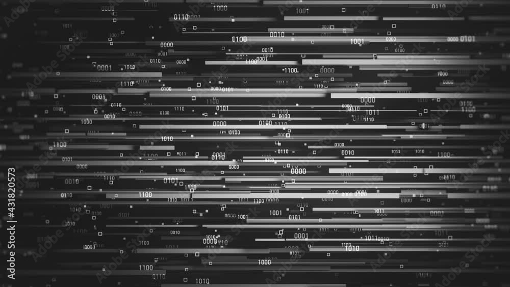 Digital Data Dark Background. Binary code and geometric abstraction. Looped video.