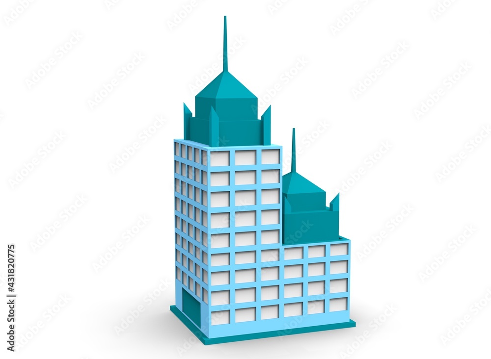 Fototapeta premium Isometric icon or infographic element representing low poly factory building, warehouse 3d-illustration 3d-rendering
