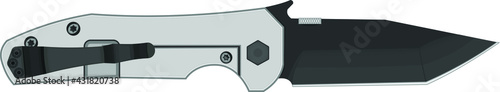 Vector image of a tactical folding knife.
Wave.
Tanto.