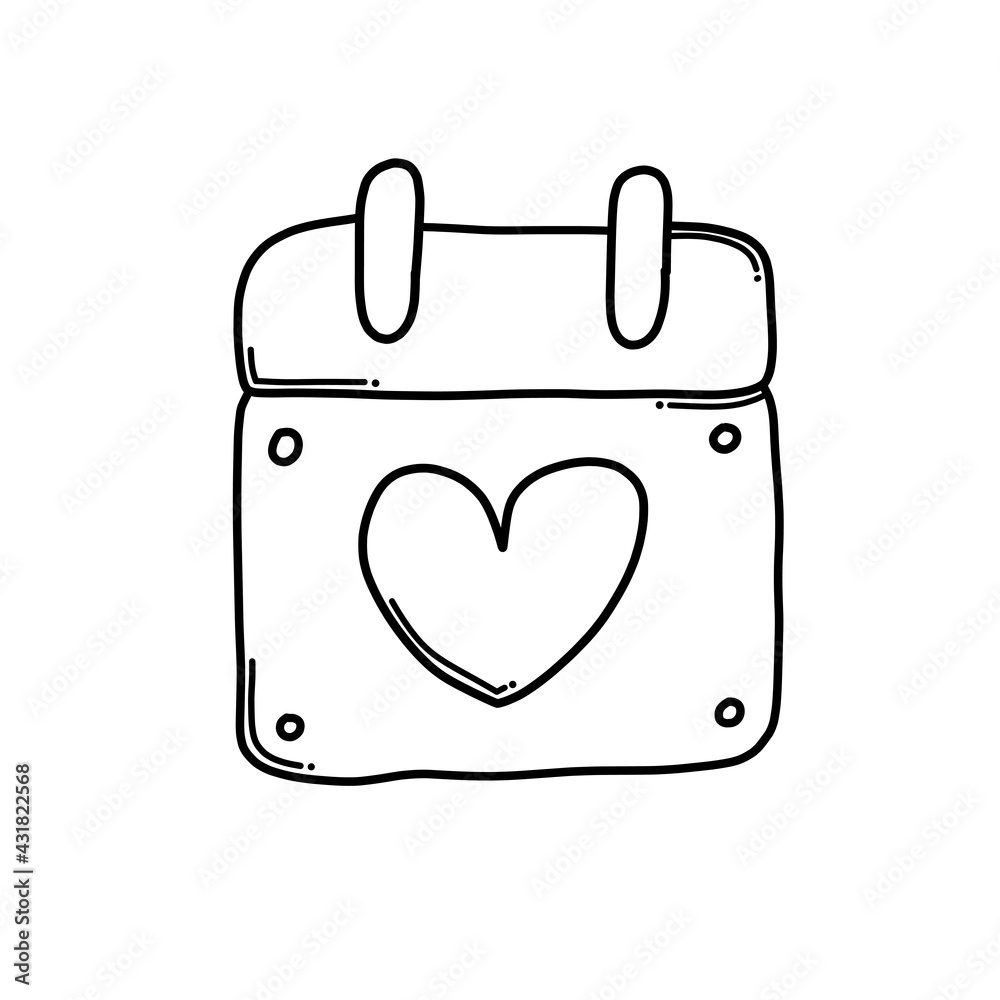 Calendar with love Doodle vector icon. Drawing sketch illustration hand drawn cartoon line eps10 Calendar with love Doodle vector icon. Drawing sketch illustration hand drawn cartoon line eps10