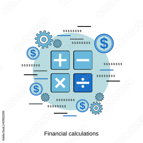 Financial calculation flat design style vector concept illustration