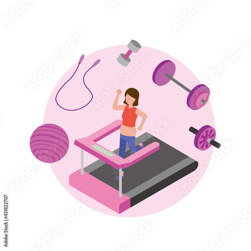 ダイエットに取り組みジムで運動する女性